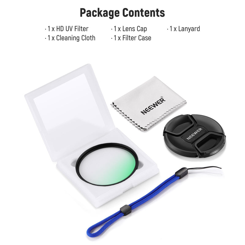 [AUSTRALIA] - NEEWER 72mm MC UV Protection Filter with Lens Cap, Multi Resistant Nano Coatings/HD Optical Glass/Water Repellent/Scratch Resistant/Aluminum Alloy Ultra Slim Frame/Ultraviolet Filter UV w/Lens Cap 