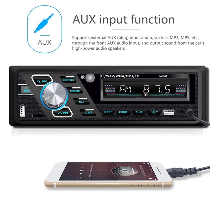 [AUSTRALIA] - 24V Car Radio Bluetooth Stereo MP3 Player Supports Hands-Free Calls FM Dual USB Ports TF AUX in Voice Assist File Reading Function with ISO Plug and Remote Control 