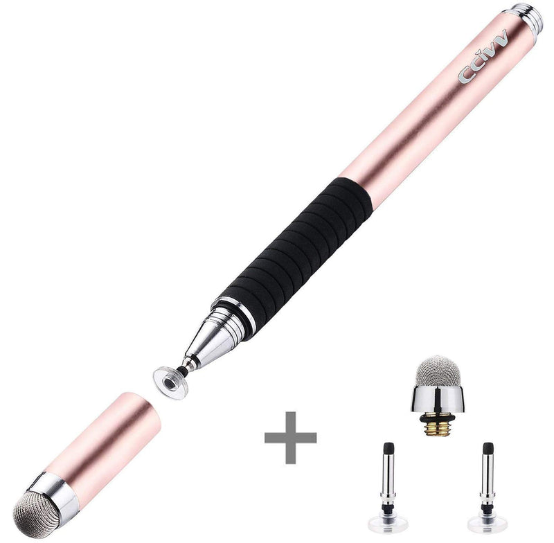 CCIVV Stylus Pen 2 in 1 Fine Point & Mesh Tip for Touch Screen, Compatible for Tablet and Cellphone (1Pc, Rose Gold) 1Pc