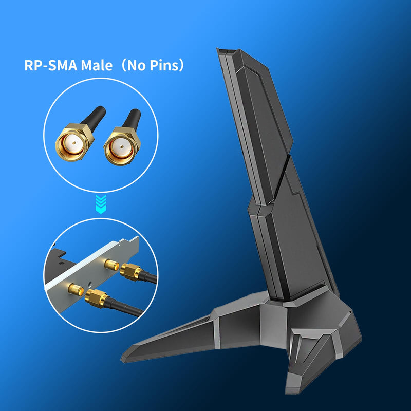 External WiFi 6E Tri-Band Antenna RP-SMA Male Connector Gaming Antenna | 6GHz/5GHz/2.4GHz, 3.9ft Extension Cable, For PC Desktop Computer PCIE WiFi Card, Gaming Motherboard Router RP-SMA WiFi 6E Antenna
