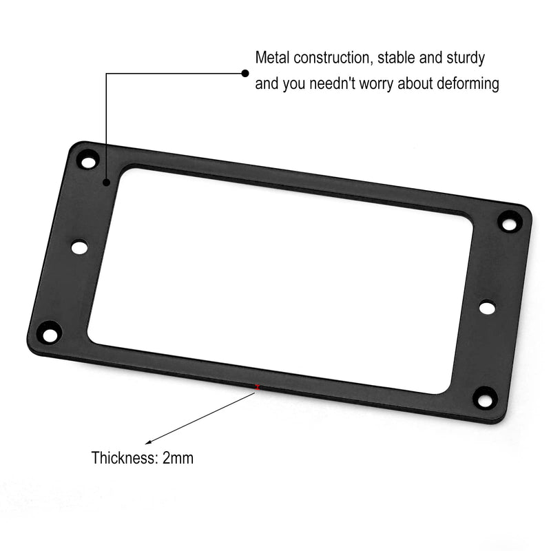 2PCS Metal Iron Flat Humbucker Pickup Ring for Electric Guitar Replacement (Black) Black