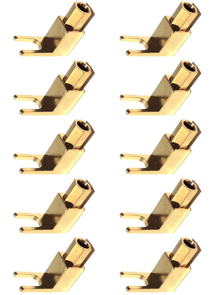 CESS Right Angle Spade Fork & Binding Post - 4mm Banana Plug Socket - Spade Fork Connector for Speaker & Power & Amp (jcx) (10 Pack)