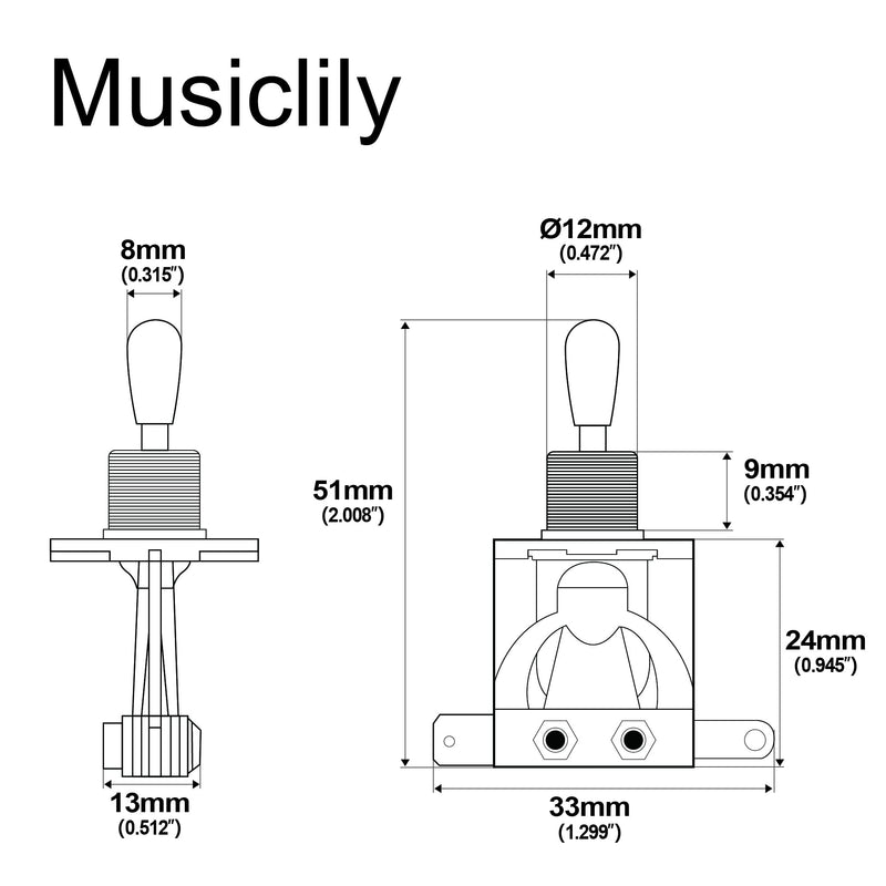 Musiclily Metric 3 Way Short Straight Guitar Toggle Switch Pickup Selector for Epiphone LP Les Paul Electric Guitar, Cream Tip