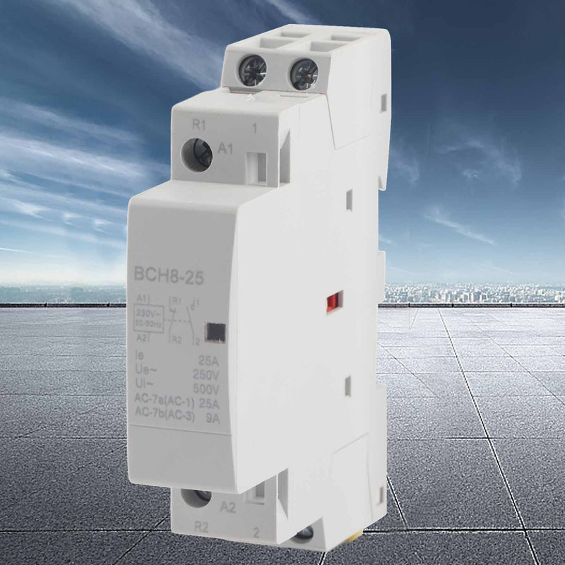 AC Contactor 25A - Household Contactor 220V/230V, DIN Rail Mounting, 2P 1NO 1NC, Suitable for 50Hz/60Hz Networks 25A 220V230V 1NO1NC