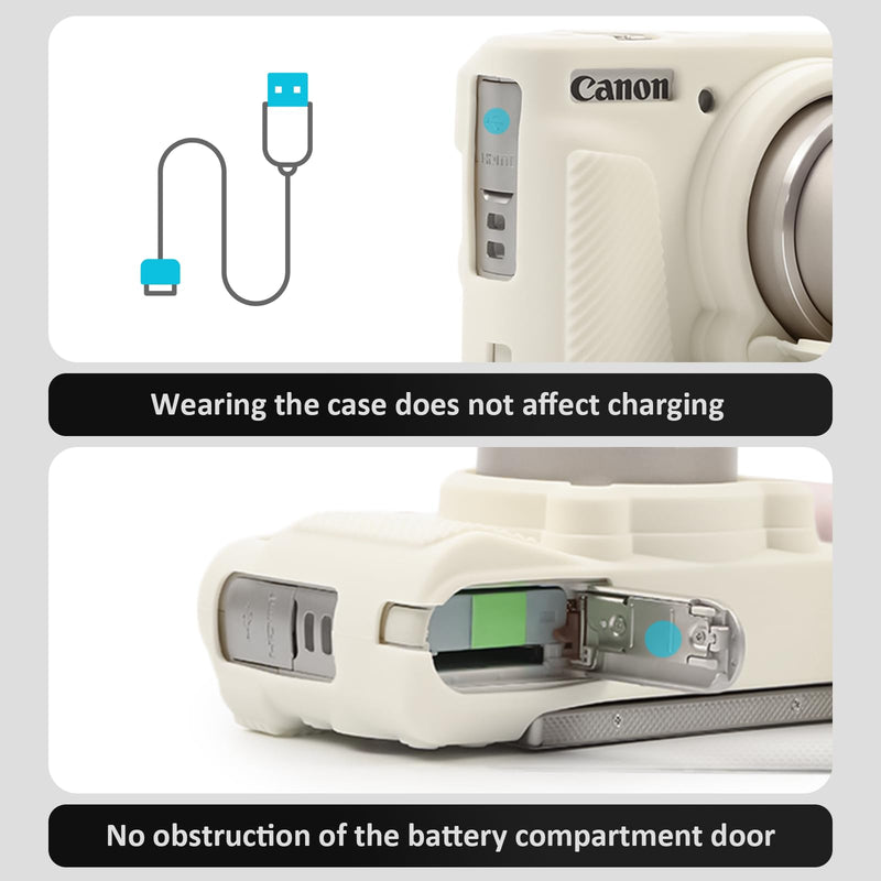 SX730 SX740 Camera Case & LCD Screen Protector Accessories Kit, Soft Silicone Case for Canon PowerShot SX740/SX730 HS Camera, Body Cover for SX740 SX730 with Lens Cap - White