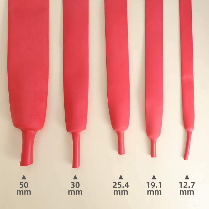 YAMXIN Heat Shrink Tube 30 mm Diameter, 3:1 with Adhesive, Double-Walled, Waterproof and Wear-Resistant, 1 m Black and 1 m Red Ø30mm - 1m x 2 Stück