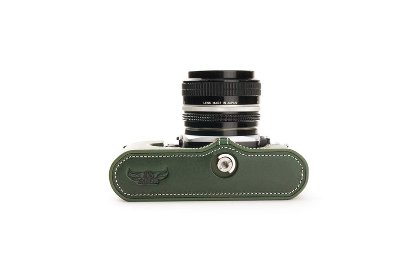 Nikon FM2 Case, BolinUS Handmade Genuine Real Leather Half Camera Case Bag Cover for Nikon FM2 FM FE FM2n FE2 With Hand Strap (Green) Green