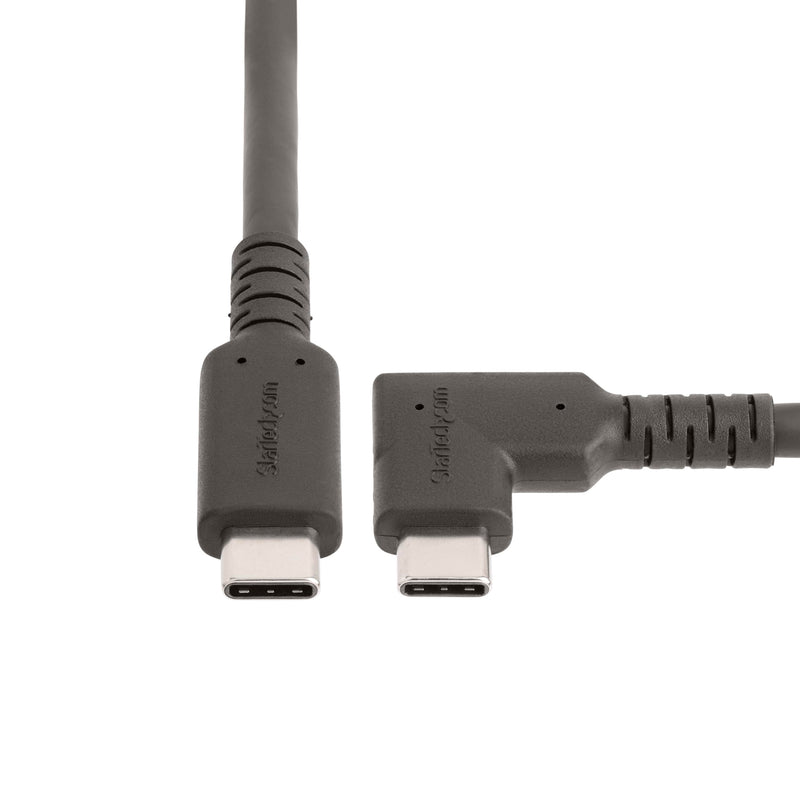 StarTech 1.6ft/50cm Right-Angled USB-C Cable, USB 10Gbps, 100W PD, Black | USB-C to USB-C, 8K 60Hz/4K 144Hz, Thunderbolt Compatible, Aramid Fiber, E-Marker