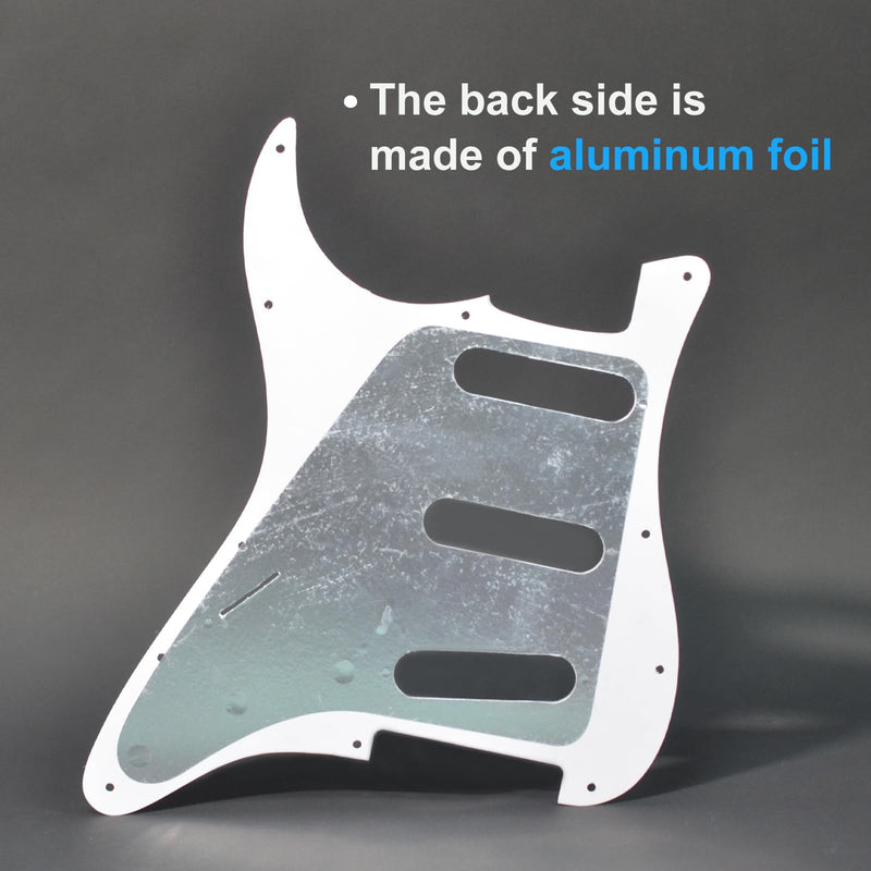 [AUSTRALIA] - SAPHUE SSS 11 Holes Strat Electric Guitar Pickguard and BackPlate Set for Fender US/Mexico Made Standard Stratocaster Modern Style Guitar Parts (SSS,3Ply White Pearl) 3Ply White Pearl 