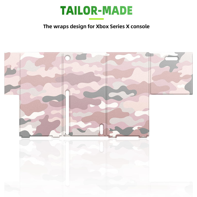 Magnetic Smart Wraps for Xbox Series X Console, Full Protection Protective Cover Case for Xbox Series X Accessories with Premium PU Leather and Soft Inner Lining - Pink Camo