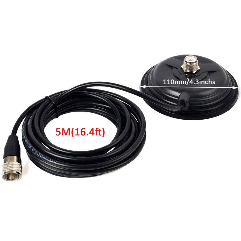 [AUSTRALIA] - HYS TC-110M CB/VHF/UHF/HF Ham Radio Antenna Magnet Mount SO-239 Connection Style W/5M(16.4ft) RG58 Coaxial Cable PL-259 Plug 