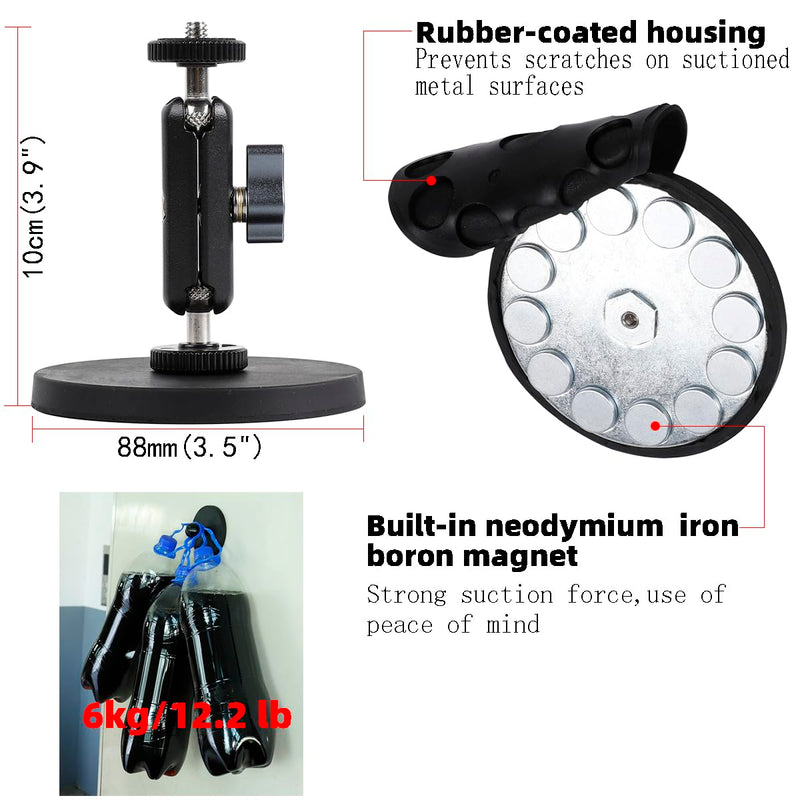 Magnetic Camera Mount with Magic Arm Compatible with DJI Osmo Pocket 3,Insta360 One X4 X3 X2 Go3, Heavy-Duty Magnet Base Stand with 1/4"-20 Thread for Gym, Car Mounting