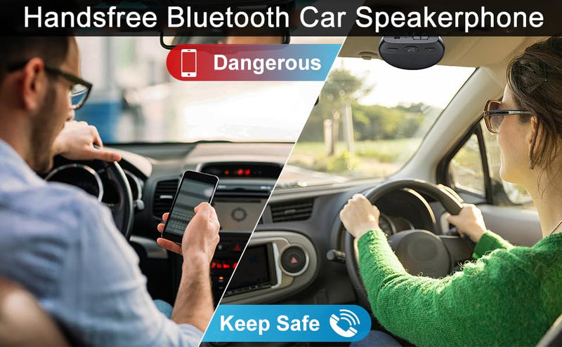 Bluetooth Car Speaker, Handsfree Bluetooth Car Speakerphone Multipoint Speaker Phone, Support Siri Voice Assistant, with Auto Power On Off Omni Mic Digital Amplifier