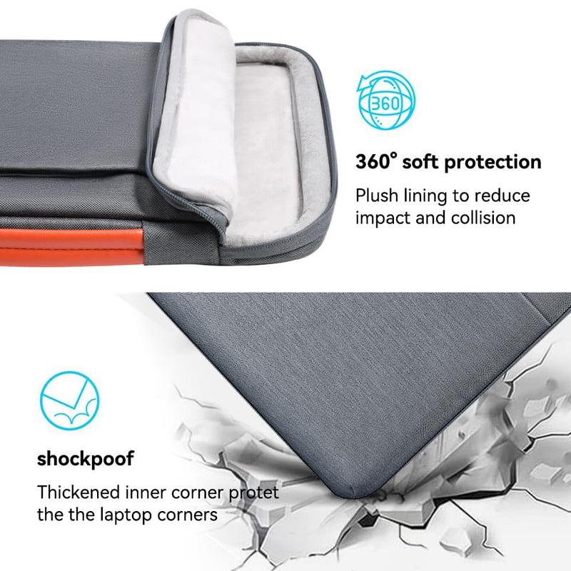 LANDICI Laptop Sleeve Carring Case 15.6 16 Inch,360°Protective Waterproof Computer Cover Bag Compatible with MacBook Air 15,MacBook Pro 15/16 2021,16 Inch Dell Lenovo HP Acer Samsung Notebook,Grey 15.6-16 inch Grey