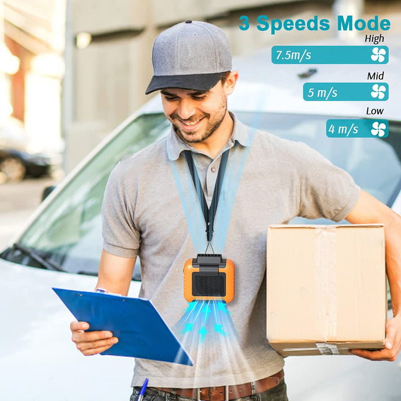 Portable Waist Under Shirt Fan, 23H Working Time, 6200 RPM Strong Airflow | 3 Speed Levels, Belt Fan Clip On Waist Portable Cooling Fan for Blue Collar, Outdoor Work, Jobsite Orange