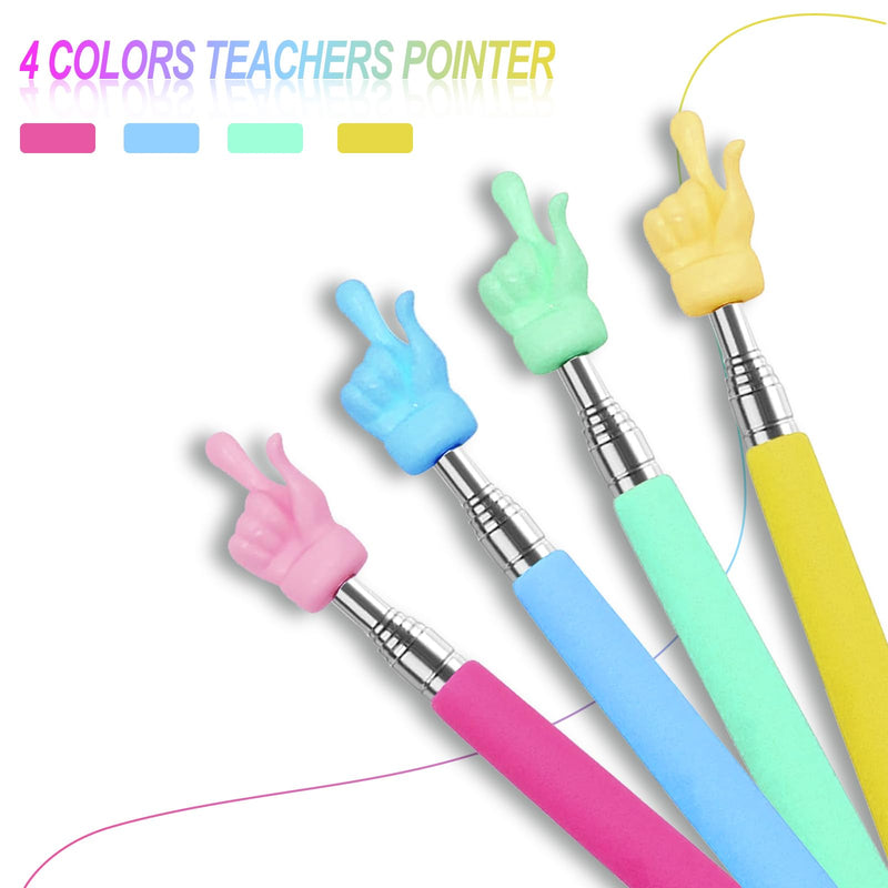 [AUSTRALIA] - 4PCS Retractable Teacher Pointer for Classroom Kids Reading, Mini Extendable Hand Pointer Finger Pointer Stick, Point Reading Pen, Kindergarten Student Teacher Supplies 