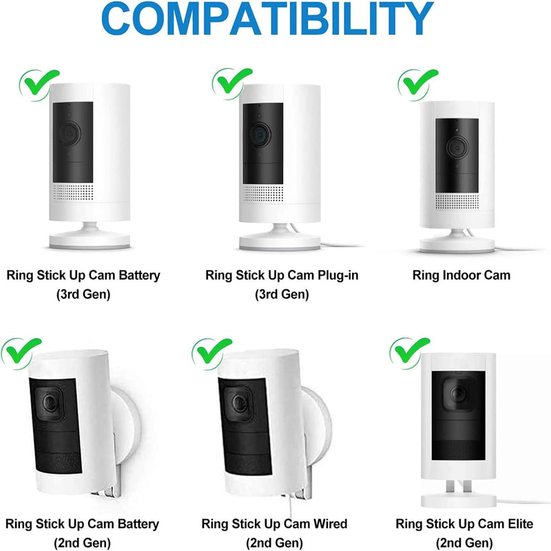 2Pack Strong Adhesive Wall Mount Compatible with Ring Stick Up Cam Wired/Battery and Ring Indoor Cam HD Security Camera,360 Degree Adjustable Mounting Bracket for Camera with 1/4 Screw Head