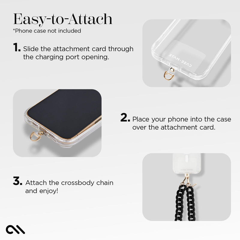 Case-Mate Crossbody Phone Lanyard/Chain [Works with All Phones] Hands-Free Cell Phone Strap - Phone Charm - Neck Chain Holder for iPhone 15 Pro Max/ 14 Pro Max/ 13 Pro Max/ 12/ S24 Ultra - Black