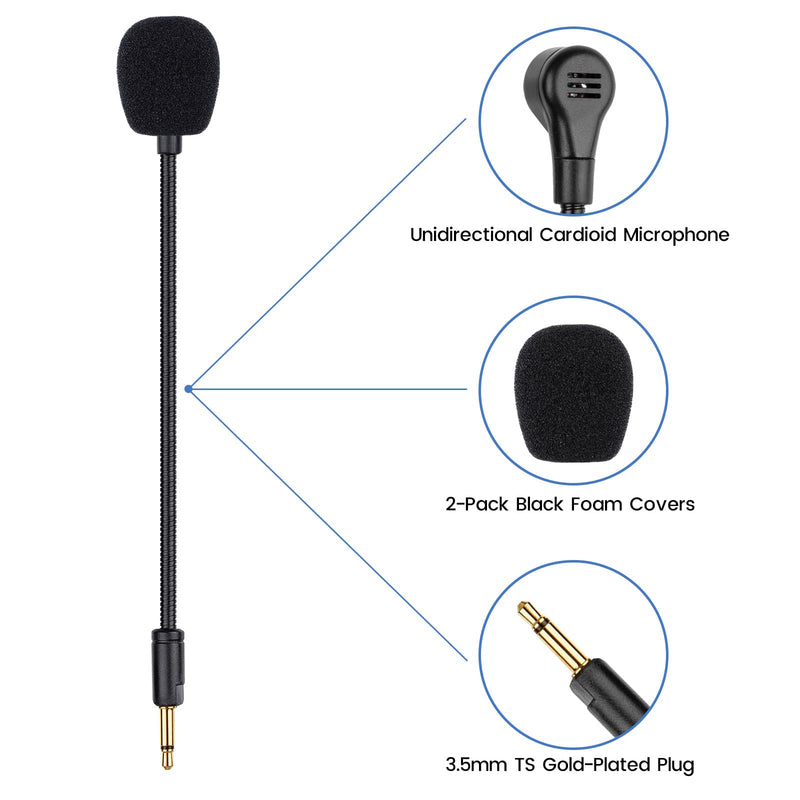 Kaira Pro Mic Replacement for Razer Kaira Pro Wireless Gaming Headset, 3.5mm Detachable Noise Cancelling Microphone Boom for Xbox One, PS4, PS5, PC
