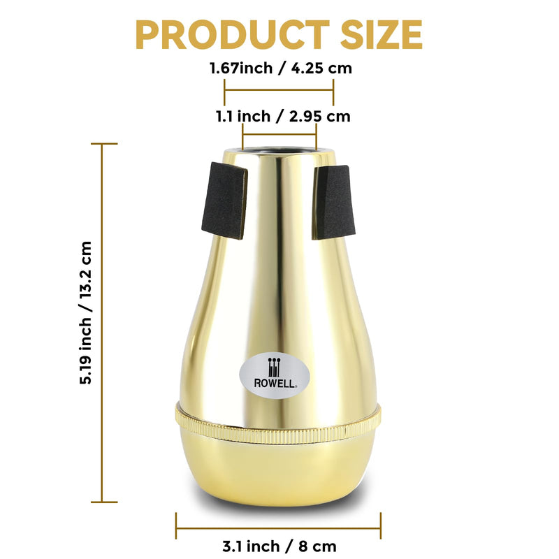 ROWELL Trombone Mute ABS Trombone Mutes Silencer Lightweight Gold Trombone Mute Trombone Mutes with High Density Sponge Interface,Mute for Teaching and Learning Trombone