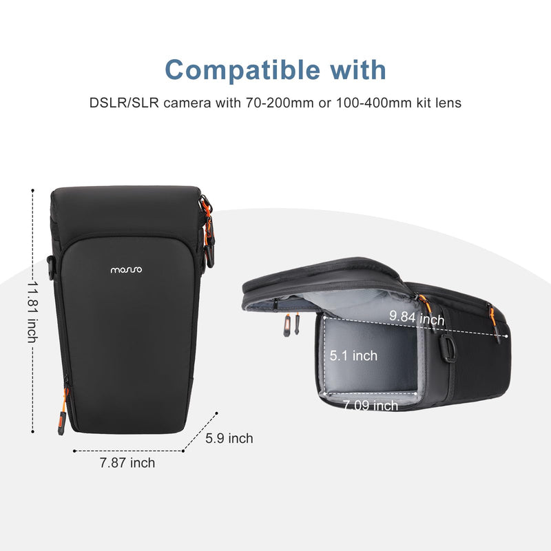 MOSISO Camera Bag, Crossbody Shoulder Bag Padded Camera Case with Lens Kit | Top Access DSLR SLR Photography Bags with Rain Cover & Adjustable Should Strap, Compatible with Canon/Nikon/Sony, Black