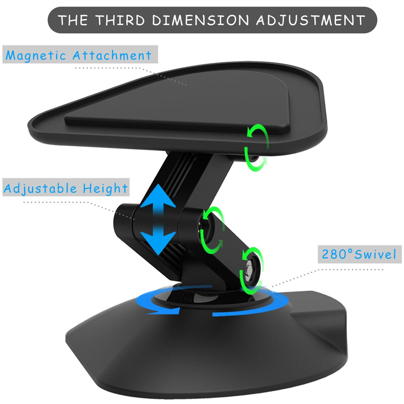 Stand for Echo Show 5 (3rd), Adjustable Height Tilt + Swivel Stand with Strong Magnetic, Rotates Side to Side, Compatible with Cell Phones & Show 5 (3/2/1 Gen) (Black)