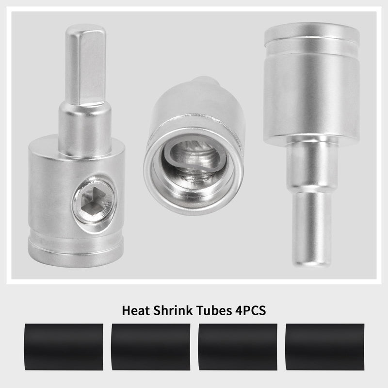 [AUSTRALIA] - 4-Pack Amp Input Reducer from 0 Gauge to 4 Gauge with Heat Shrink Tubes for Car Audio Systems, 0 Gauge Terminals Amp Wire Connectors 