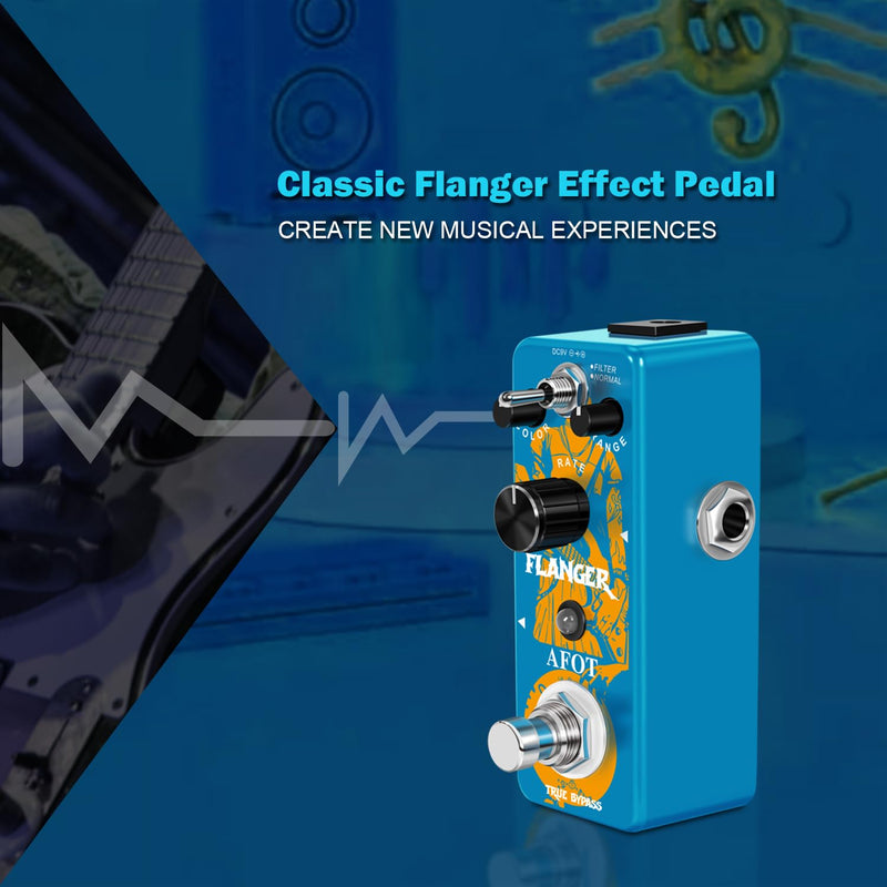 Flanger Guitar Effects Pedal,Classic Flanger Guitar Pedal, Vintage Analog Flanger Effect Pedal Classic Flanger Guitar Pedal Electric Guitar Effects Pedal True Bypass Blue Flanger