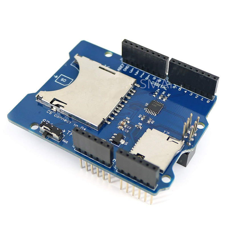 HiLetgo Stackable SD Card TF Card Micro SD Card SD/SDHC/Micro SD/Micro SDHC Card Reader Shield Multi-Functional SD Card Shield Module for Arduino UNO R3 MEGA2560