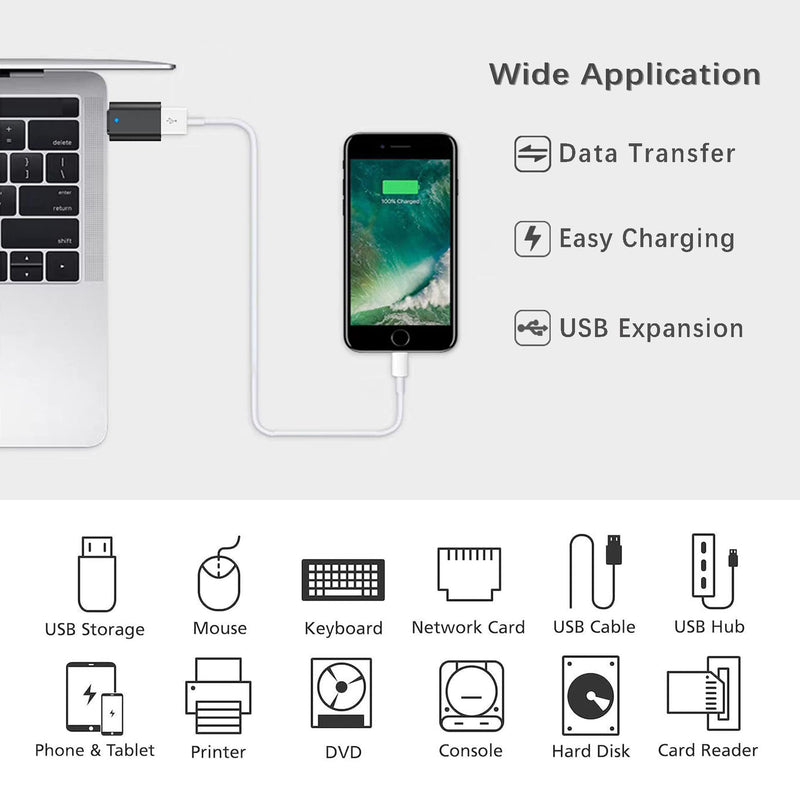 USB C to USB Adapter 3.1 Gen 2, 10Gbps USB to USB C Adapter, USB-C Male to UAB 3.0 A Female USB 3.2 Type C OTG Converter for MacBook pro Laptop PC iMac iPad air