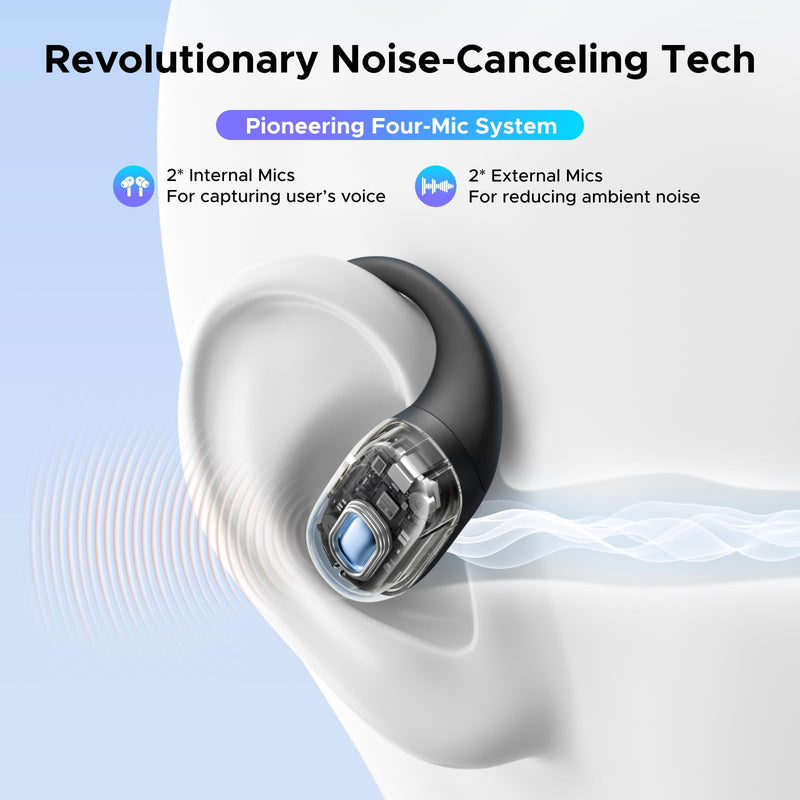 UGREEN FitBuds Open Ear Hook-on Wireless Earbuds Headphones Bluetooth 6.0 | 4-Mic Noise Canceling, Spatial Audio, 28H Playtime, IPX5 Waterproof For Running Sports, Dual Connection, Titanium Wire