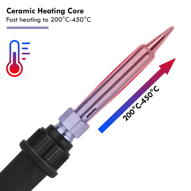 Sondiko Soldering Iron Set, 60 W/220 V Soldering Iron with Adjustable Temperature, On/Off Switch, 5 Interchangeable Tips for Soldering, Wood Engraving, Hot Cutting, Pyrography, Soldering Set for Sondiko 14-in-1 Soldering Iron Set