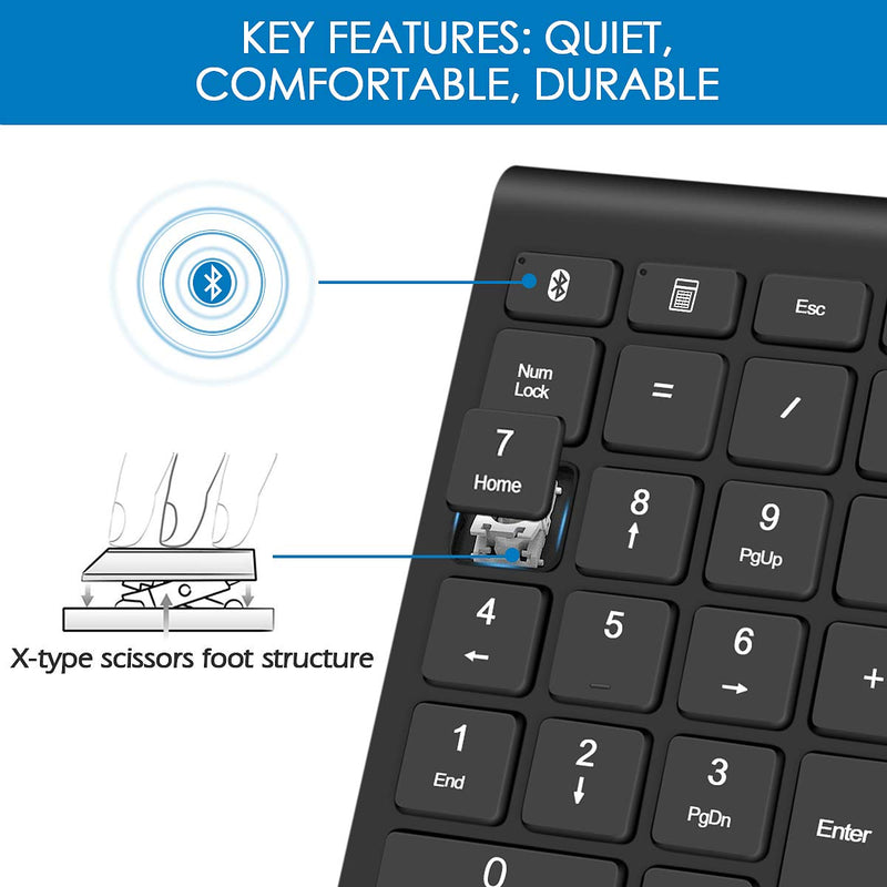 Bluetooth Wireless Number Pads, Numeric Keypad 22 Keys Portable Financial Accounting 10 Keys Number Keyboard Extensions for Laptop, PC, Desktop, Surface Pro, Notebook