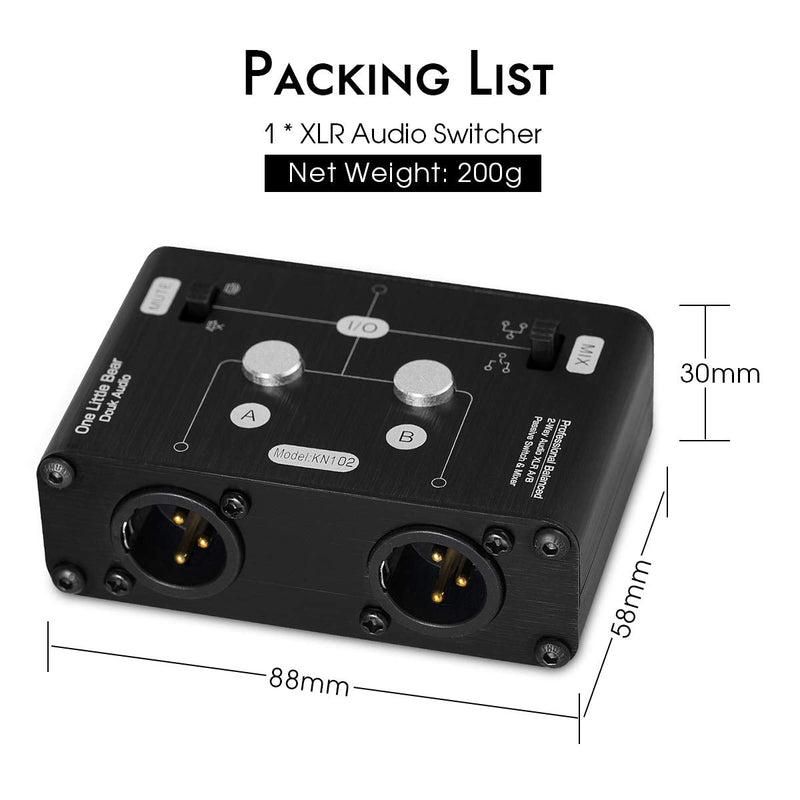 [AUSTRALIA] - 2 Way XLR Balanced Stereo Audio Switcher Passive A/B Mini Switch Box Mixer Sound Splitter (KN102, 1-IN-2-OUT) KN102-1-IN-2-OUT 