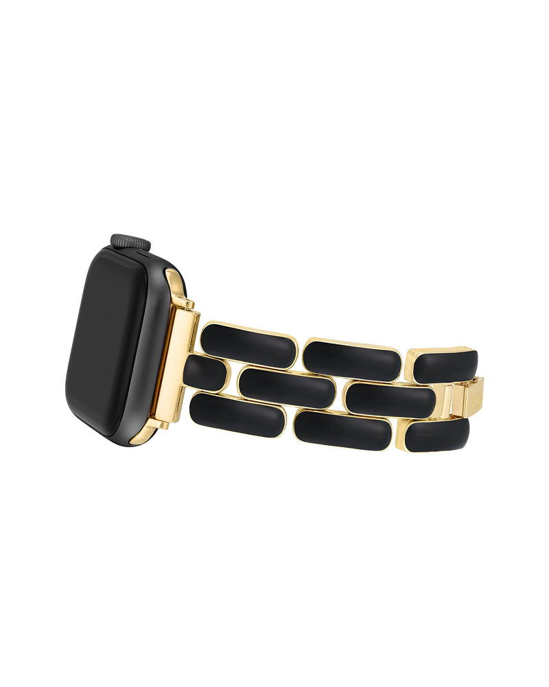 Anne Klein Fashion Bracelet for Apple Watch, Secure, Adjustable, Apple Watch Replacement Band, Fits Most Wrists Black/Gold 42mm (Series 1-3), 44/45/46/49mm (Ultra & Ultra 2)