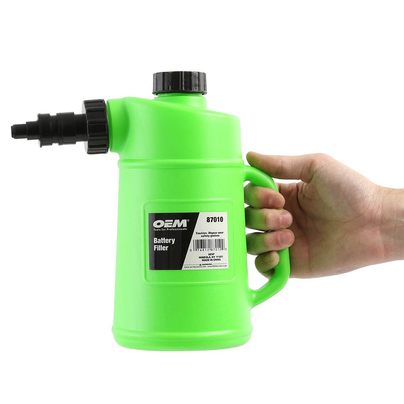 [AUSTRALIA] - OEMTOOLS 87010 Battery Filler, 2 Liter Battery Water Filler, Distilled Water Jug with Auto Shutoff Nozzle, Spill Prevention, Heavy Duty Polyethylene Container 