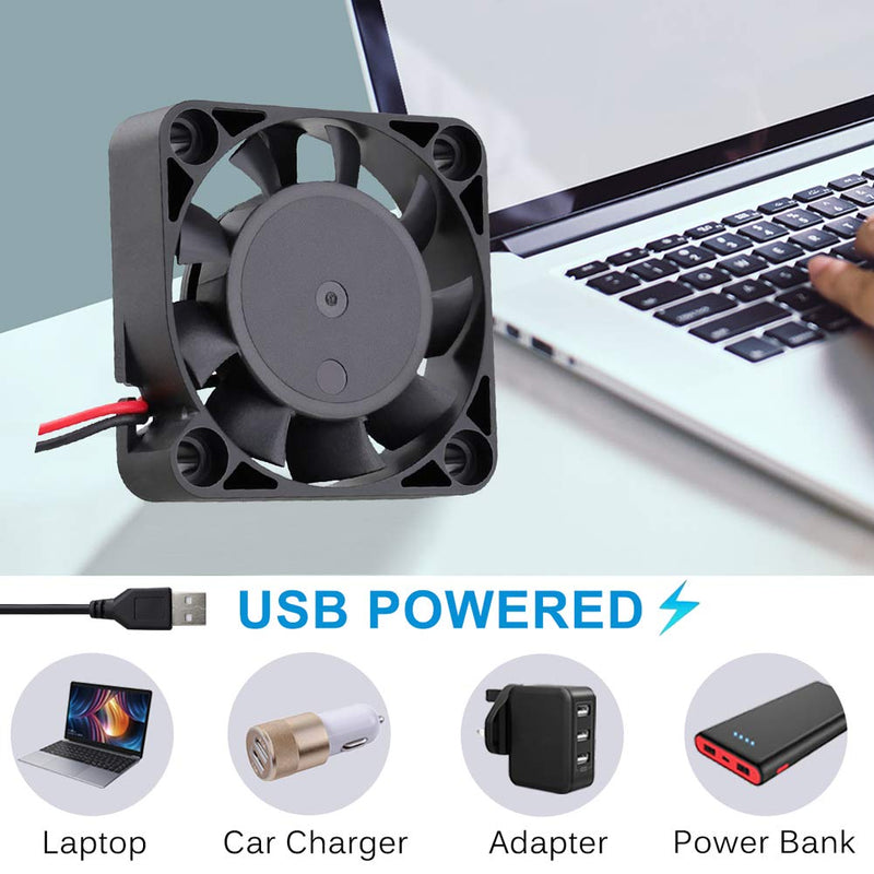 GDSTME 40mm USB Fan for VR Gear, Aquarium, Roku, Router, Raspberry Pi, Cosplay, Helmet Cooling Ventilation 40x40x10mm