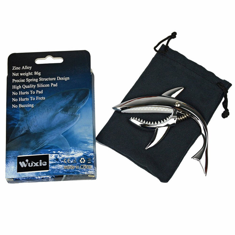 Shark Capo,Zinc Alloy Tone Clip for Acoustic,Folk,Electric Guitar and Ukulele (Black) Blight Black