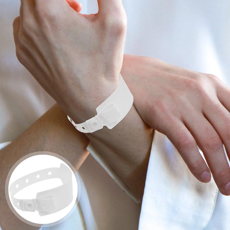 WRITWAA Pack of 100 Medical Disposable Wristbands, Empty Bracelets, ID Bracelets, ID Safety Bracelets, Hospital Accessories, White PVC