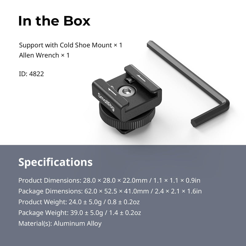 [AUSTRALIA] - SmallRig Cold Shoe Mount Adapter for Wireless Microphone, for DJI Mic / Mic 2, for RODE Wireless Go II, for Saramonic BLink 900 B, for Hollyland C1, with 1/4"-20 Threaded Hole, Anti Drop Design - 4822 