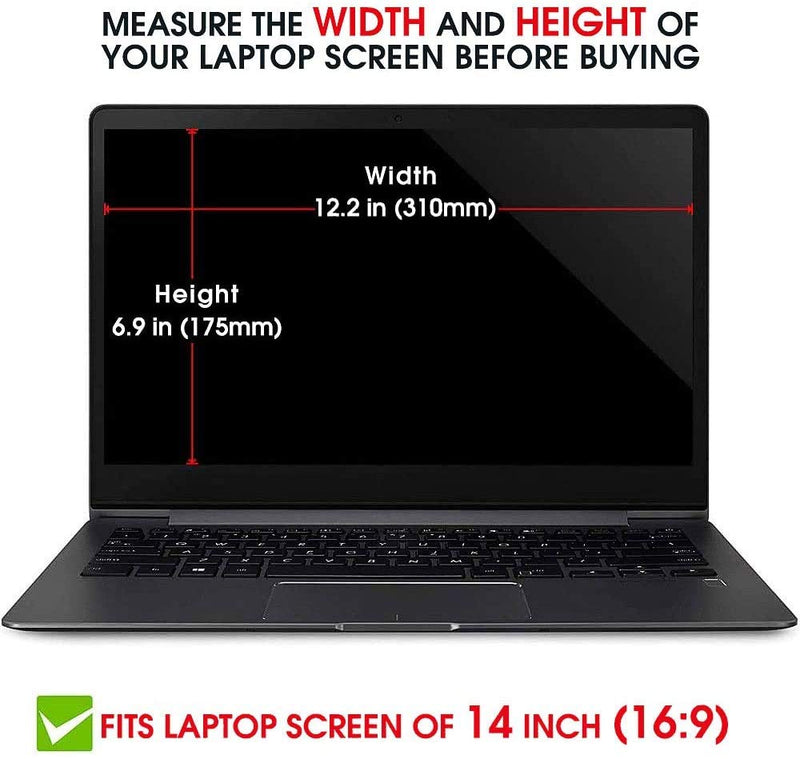 Laptop Privacy Screen 14 Inch,PYS Privacy Screen Protector for 14In Laptop 16:9 Aspect Ratio,Anti Glare/Blue Light/Scratch Compatible with Lenovo/HP Envy/Dell/Acer/Samsung/Asus/Toshiba laptop 14 inch Black