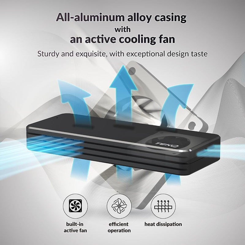 USB4 NVMe SSD Enclosure with Cooling Fan, 40Gbps M.2 Case (Black) | Enclosure only (no SSD); fits M.2 2280 NVMe PCIe SSD; 40Gbps USB4 with built-in cooling fan 0 GB