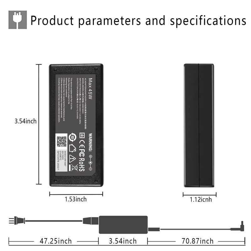 45W 19.5V 2.31A for HP Laptop Charger Blue Tip, HP Pavilion x360 11 13 15, Zbook 14u G4 G5 15u 15 G3, 15-f111dx 15-f211wm 15-f233wm 15-f278nr 15-r052nr 15-r132wm with Power Cord 45W hp laptop charger