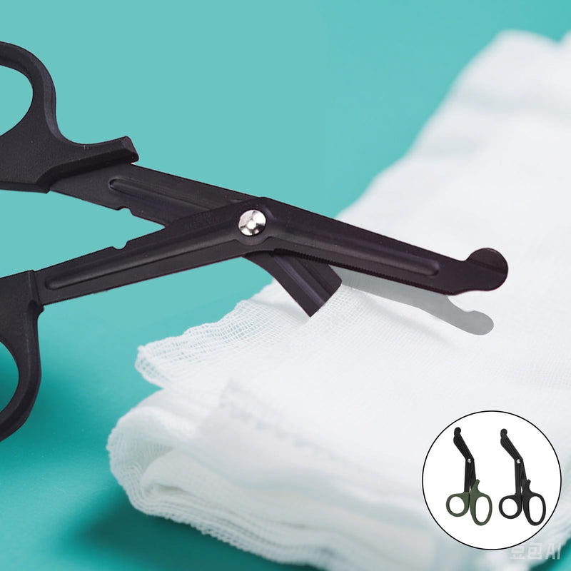 Pack of 2 Bandage Scissors, Bandage Scissors, Nurse, Dress Scissors, Emergency Service, Medical Scissors, Stainless Steel, Suitable for Rescue (Green, Black)