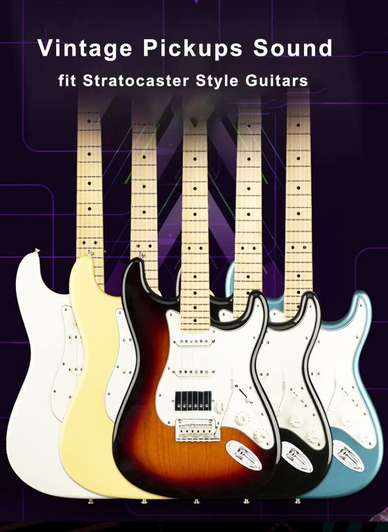Prewired Pickguard with SSH Pickup Set, 3-ply Pick Guard Loaded High Output Alnico V Single Coil Humbucker Pick-ups, Electric Guitar Scratchplate as Luthier Replacement Parts, Cream-0C adged white 90C