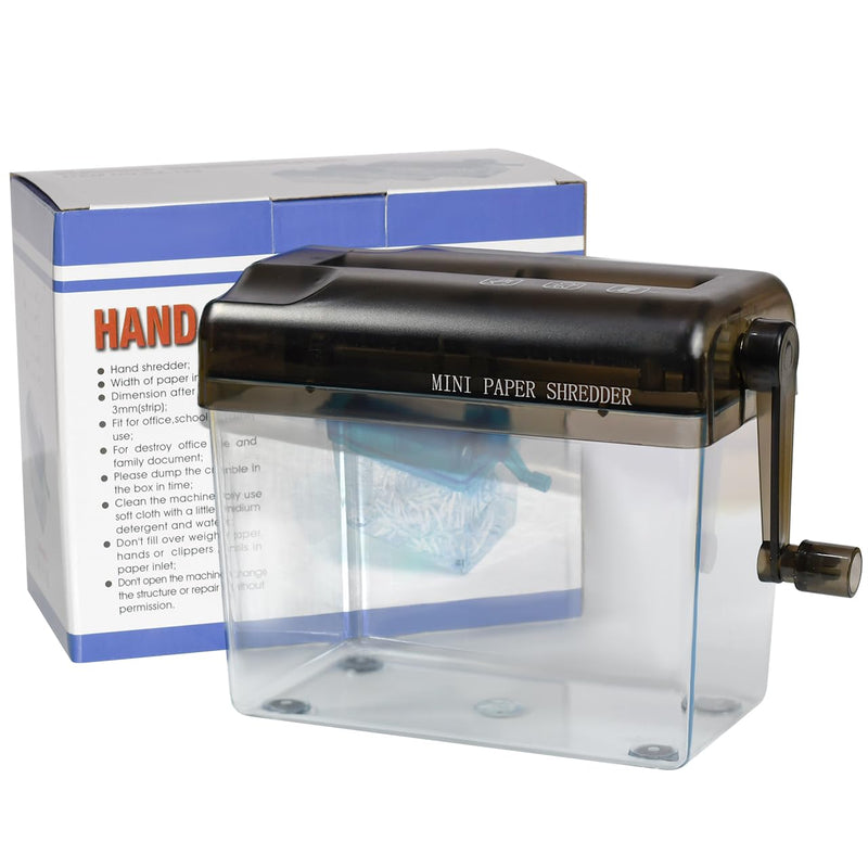 JIKIOU Mini Hand Shredder Portable Paper Shredder Manual Shredder Documents Paper Cutting Tool Home Office Desktop Stationery Black Mini Black-Half A4