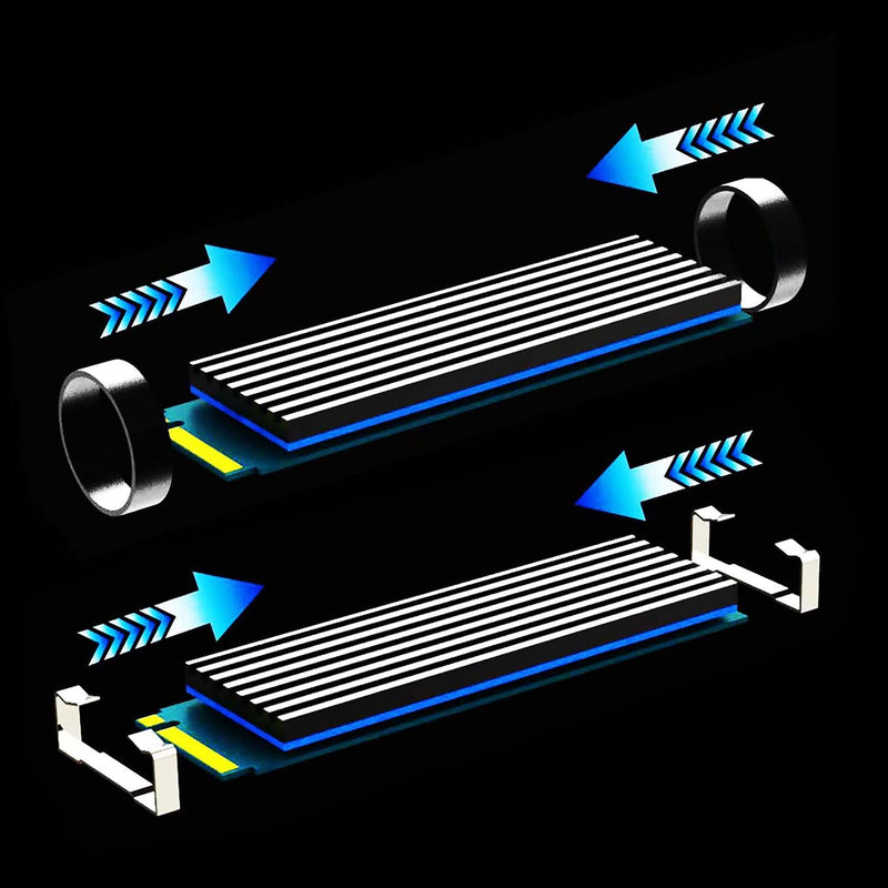 GLOTRENDS M.2 Heatsink for 2280 M.2 SSD, Fit for PC/PS5/PS5 Slim Installation, 22x70x3mm Aluminum Body, Including Thermal Pad (2 Packs)
