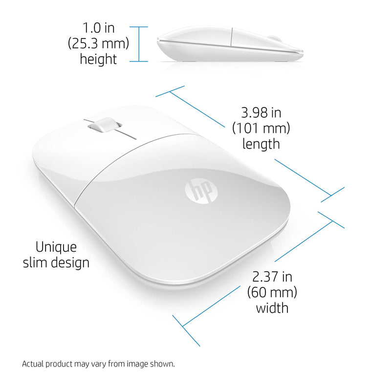 HP Z3700 White Wireless Mouse RF Optical 1200DPI Ambidextrou unique