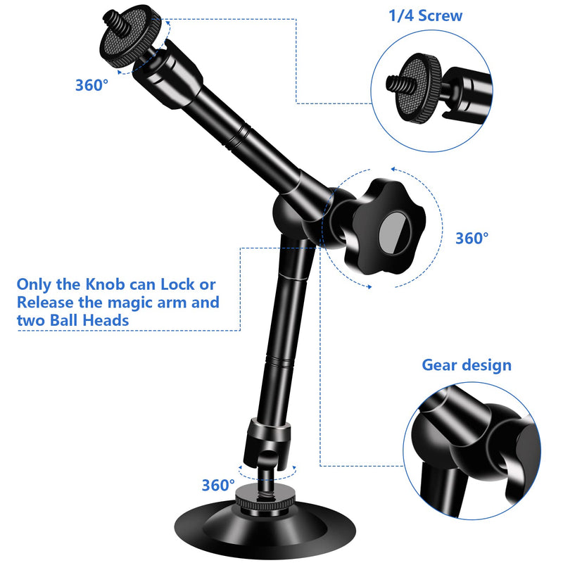 2 Pack Articulating Magic Arm Wall Mount Holder Stand Compatible with CCTV POV Camcorders Cameras, LED Light, Video Lamp,DSLR,Flash,Digital Camera,Security Cameras Universal