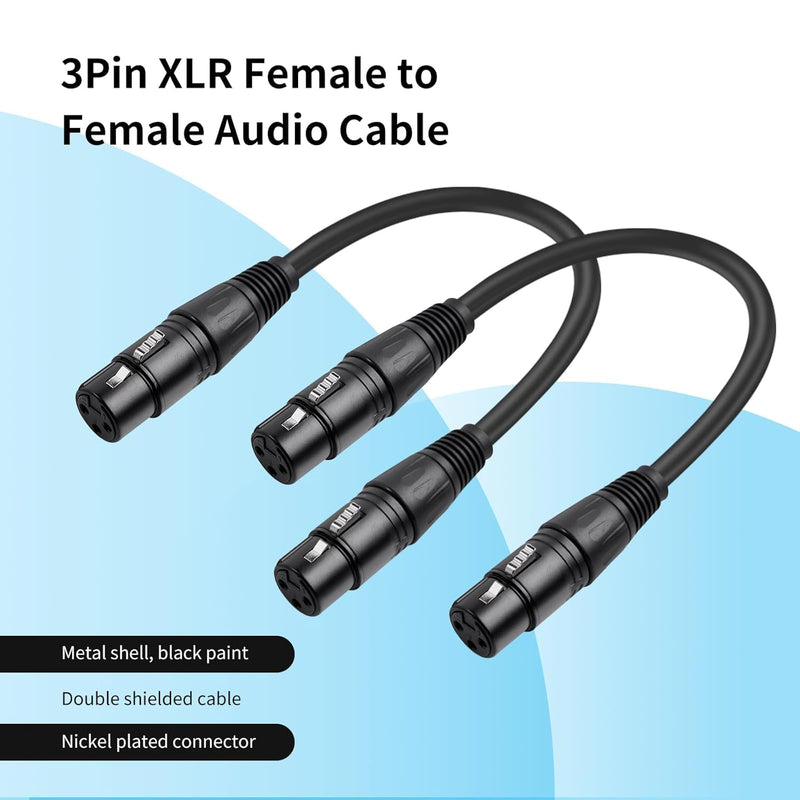 2 Pack 3 Pin XLR Female to Female Microphone Cables,25FT,Professional Balanced Audio Cable with Oxygen-Free Copper, Gold-Plated Connectors - for Studio, Stage, PA Systems 7.6M 7.6M/25FT